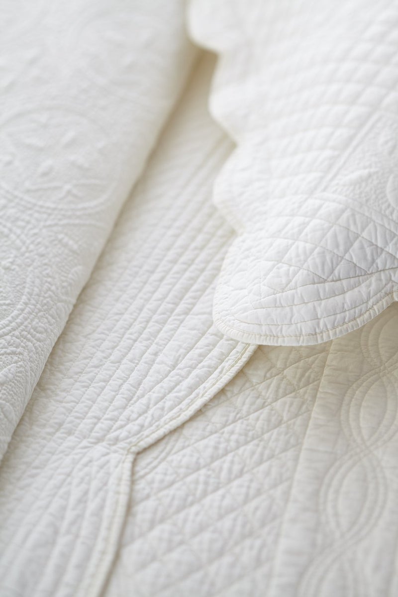 Calla Angel Sage Garden Luxury Pure Cotton Matelasse Quilted Pillow Sham, King Pillow, 20x36, Ivory - Image 5